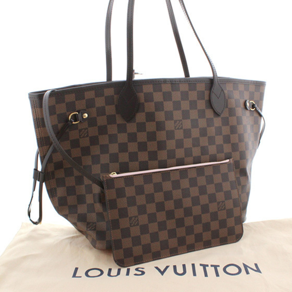 Louis Vuitton Damier Neverfull MM Pouch Rose Ballerine Pink Tote Bag